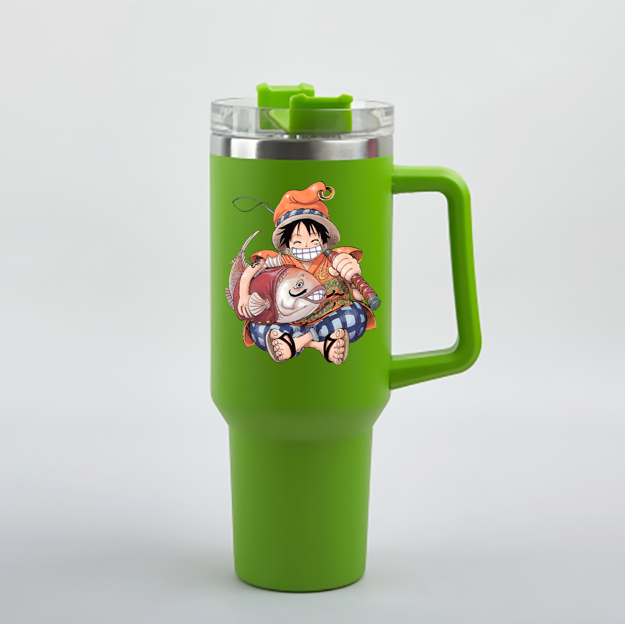ワンピース モンキー・D・ルフィ ONE PIECE Monkey D. Luffy 1200mL車用タンブラー - クリスタルステッカー（プラスチックストロー付き）